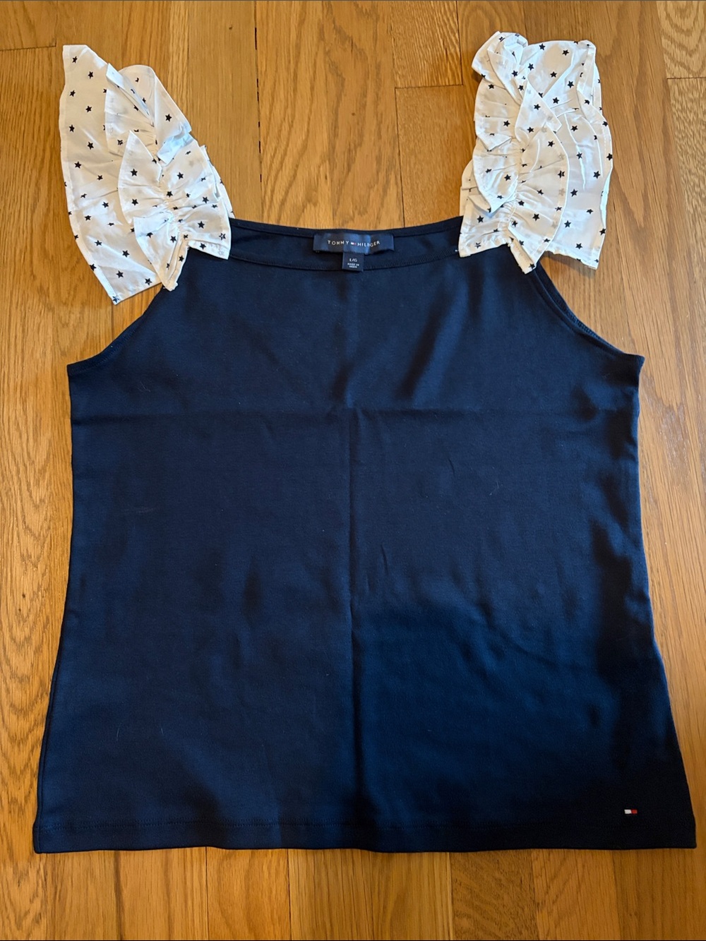 Tommy Hilfiger Navy Tank Top with White Star-Ruffle Straps